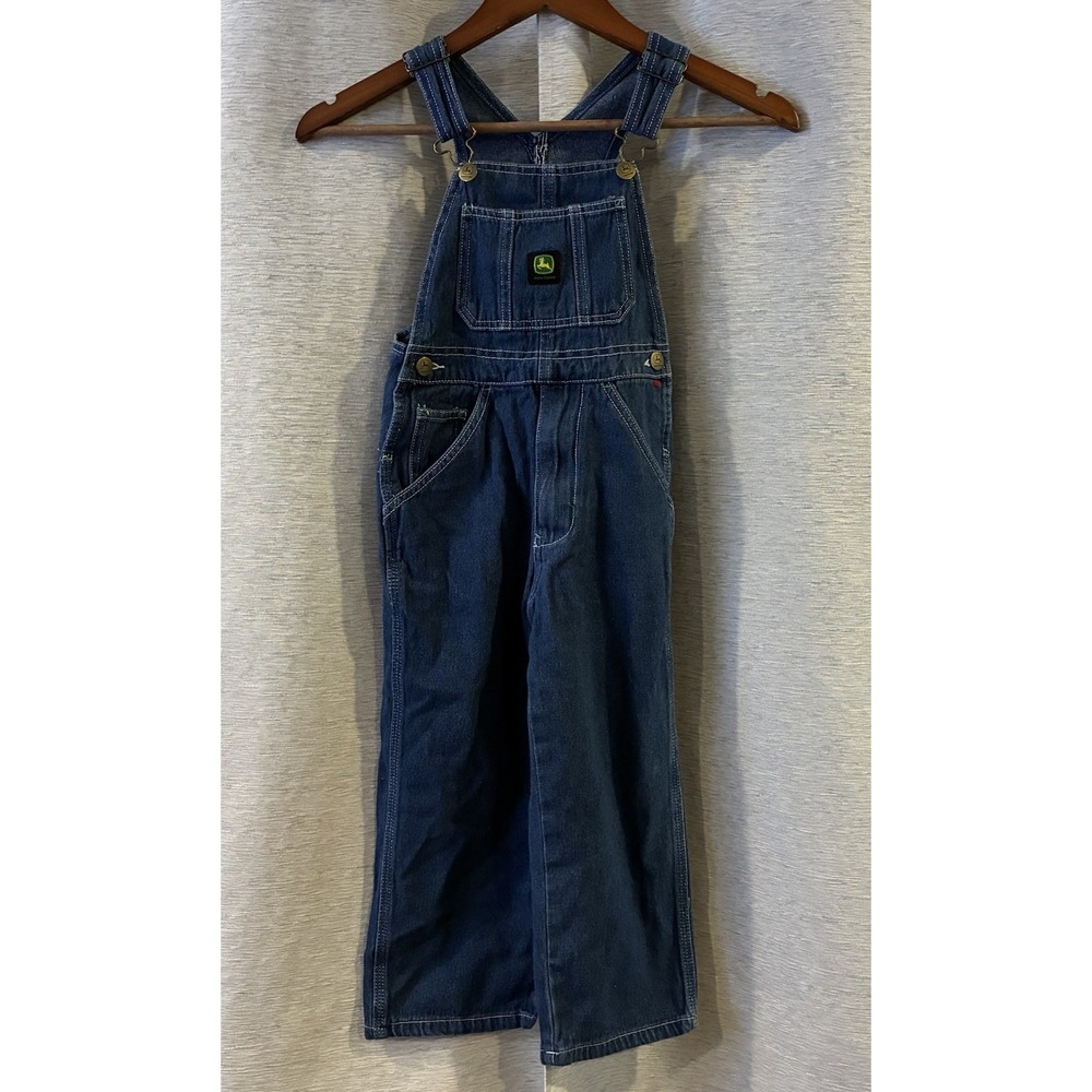 John Deere Overalls Kids 7 Blue Denim Bibs Farm Life Tractor Coveralls Work